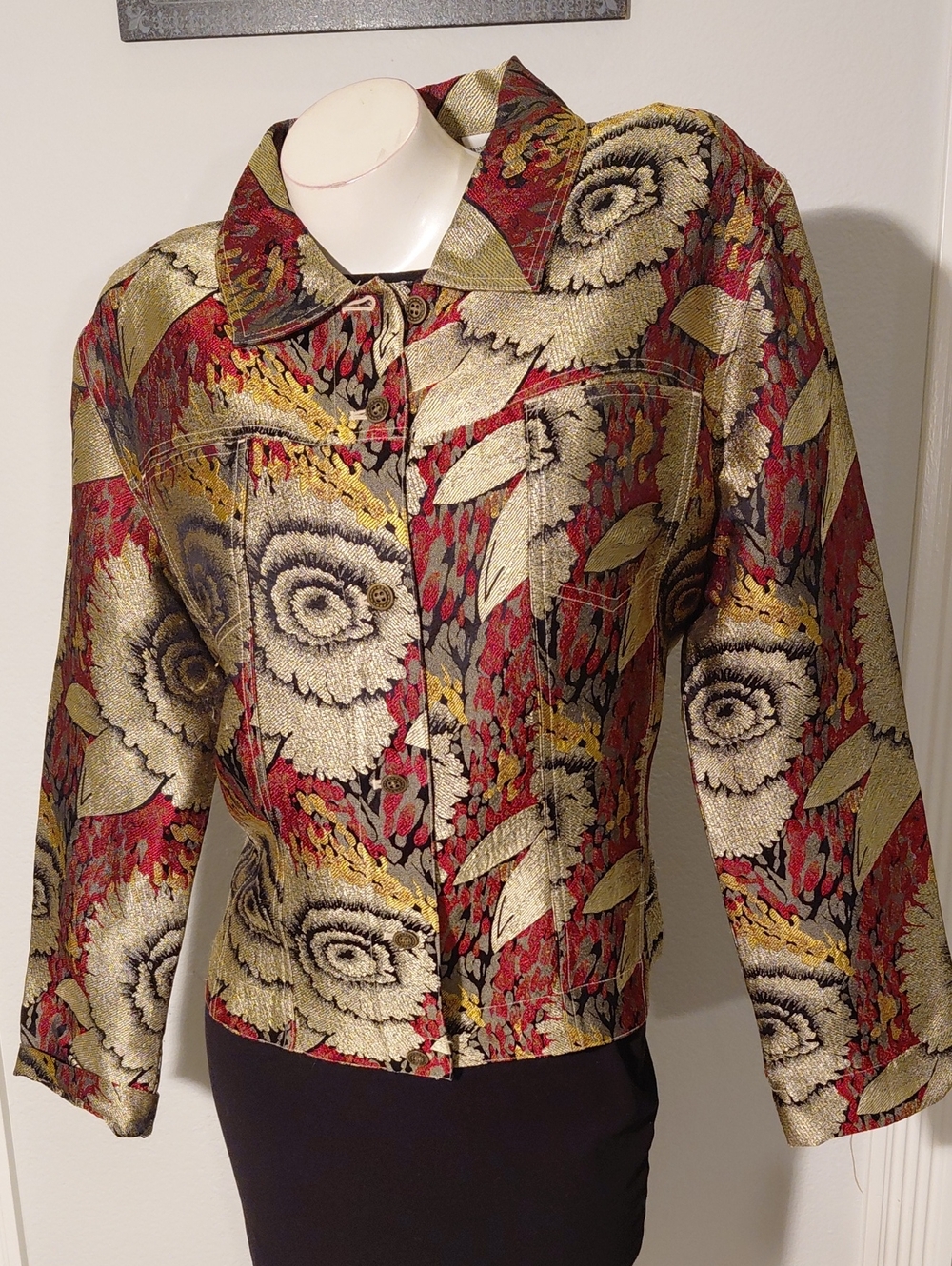 Chico's Design Metallic Floral Brocade Jacket